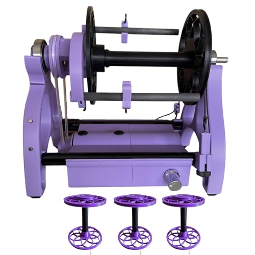 dosiwlatever Spinnrad Wolle mit 3 kleinen Spulen, 800 U/min Vorwärts- und Rückwärtsdrehen, einstellbare Geschwindigkeit, 12-V-Electric Yarn Winder, 4 Farben erhältlich,Purple von dosiwlatever