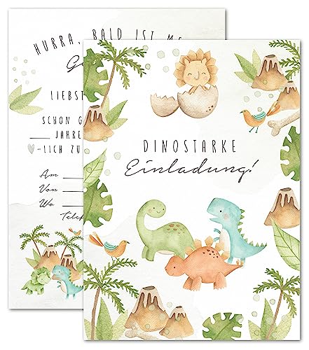 double critical Einladung Kindergeburstag Jungen Dino DIN A6 T-Rex Einladungskarten Dinosaurier Jungs Lemmami Papeterie von double critical