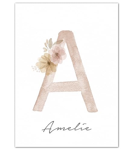 double critical Wandbilder Kinderzimmer Boho Poster Name personalisiert Bild Babyzimmer Boho Regenbogen Poster Mädchen Wanddeko A4 A3 Rosa Beige von double critical