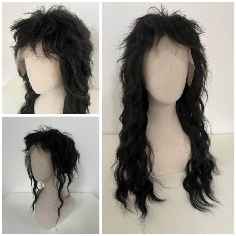 Lace Front Wig/ Perücke/The Onyx Maid #mullet Retro-styling 80's Sattes Schwarz - Deep Black Customized Mullet Maid #beachwaves von dragmaiditup