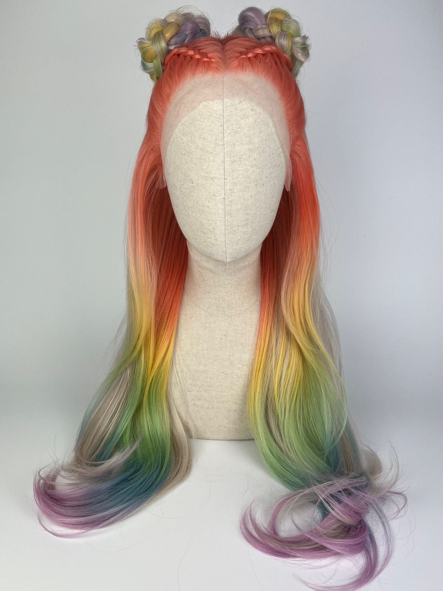 Lace Front Wig,/Perücke The Pride Maid 2024 Ll Braided Topping Bunt Regenbogenfarben - Rainbow Colours Customized #pride von dragmaiditup