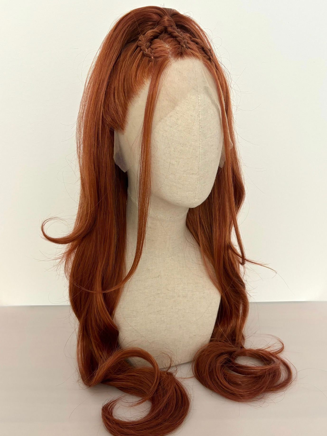 Lace Front Wig/Perücke The Rusty Maid Styled Triple Braided Ponytail Kupfer/ Dark Ginger With Babylights Customized #braided #ponytail von dragmaiditup