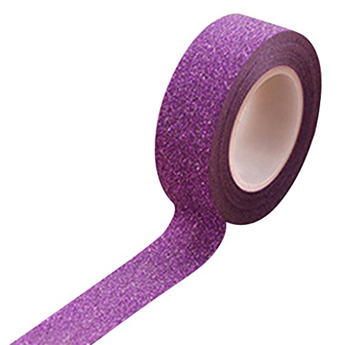 Dragonaur dekoratives Klebeband, Washi-Tape, 10 m, mit Glitzer, Washi-Papier, klebend, zum Abkleben und Basteln, violett, M von dragonaur