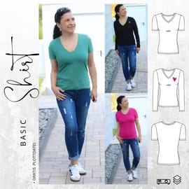 Basic Shirt mit V-Ausschnitt von drei eMs