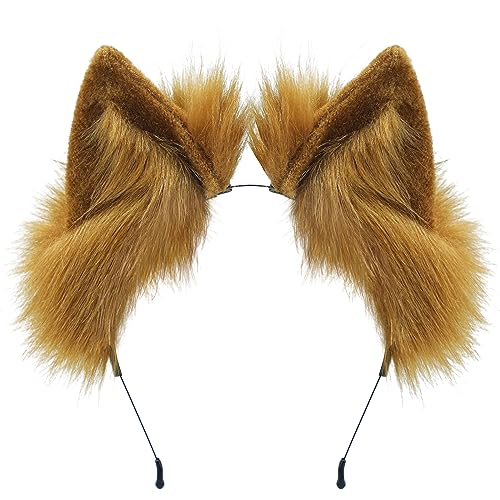 dressfan Katzenohren Haarreif Niedlich Katze kostüm Verkleidung Zubehör,Damen & Mädchen Party Neko Stirnband Cosplay Kostüm Accessoire zu Karneval & Fasching & Halloween,Braun von dressfan