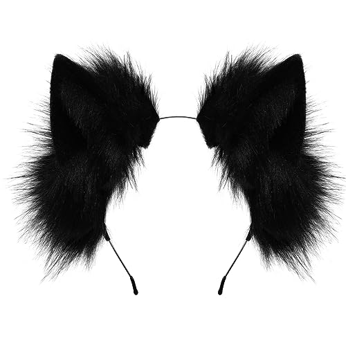 dressfan Katzenohren Haarreif Niedlich Katze kostüm Verkleidung Zubehör,Damen & Mädchen Party Neko Stirnband Cosplay Kostüm Accessoire zu Karneval & Fasching & Halloween,Schwarz von dressfan