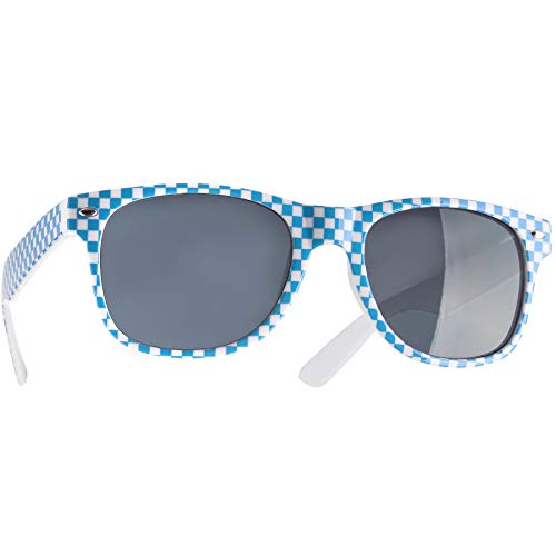 dressforfun retro Brille, Party Sonnenbrille, zweifarbiges Kariertes Gestell, für 90er Jahre Party, Oktoberfest, Ballermann Mottopartys, Fotobox Accessoires, Festival Gadget, JGA Zubehör von dressforfun