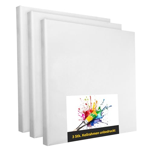Keilrahmen Set aus 3 Stück in 80x90 cm, weiße Künstlerleinwand aus Polyester, zum Bemalen, fertig bespannt, geeignet für Acrylfarben oder Textilfarben, DIY Projektbedarf für Maler und Künstler Keilrahmen Set aus 3 Stück in 80x90 cm, weiße Künstlerleinwand aus Polyester, zum Bemalen, fertig bespannt, geeignet für Acrylfarben oder Textilfarben, DIY Projektbedarf für Maler und Künstler von druck.de