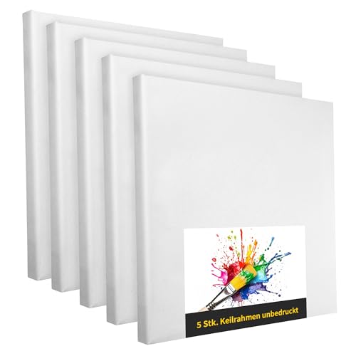 Keilrahmen Set aus 5 Stück in 150x200 cm, weiße Künstlerleinwand aus Polyester, zum Bemalen, fertig bespannt, geeignet für Acrylfarben oder Textilfarben, DIY Projektbedarf für Maler und Künstler Keilrahmen Set aus 5 Stück in 150x200 cm, weiße Künstlerleinwand aus Polyester, zum Bemalen, fertig bespannt, geeignet für Acrylfarben oder Textilfarben, DIY Projektbedarf für Maler und Künstler von druck.de