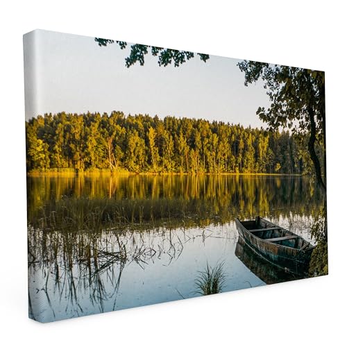 Keilrahmen bedruckt, Wandbild auf Künstler Leinwand, matter Kunstdruck, Stabiler Holzrahmen mit kratzfestem 280g Canvas bespannt, Motive zum Thema Natur (60x40cm - Am See) von druck.de