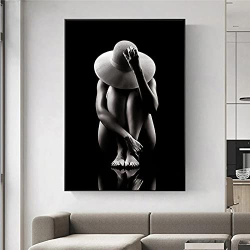 Moderne Sexy Frau Kunst Körper Schwarzer Hintergrund Leinwand und Drucke Malerei Poster Wandkunst Bilder für Wohnzimmer Wohnkultur 50x70cm Rahmenlos von dsdsgog