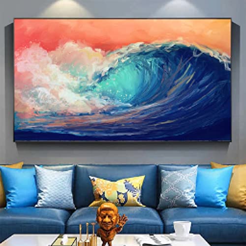 Moderne bunte Surf Landschaft Leinwand Kunst Malerei Poster und Drucke Wandkunst abstraktes Bild für Wohnzimmer Wohnkultur 60 x 120 cm rahmenlos von dsdsgog