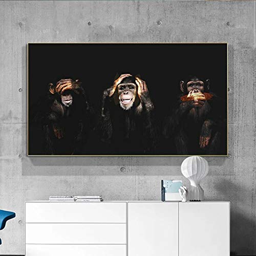 dsdsgog 3 Affen Gorilla Tier Poster und Drucke Leinwand Malerei Wandkunst Bilder für Wohnzimmer Wohnkultur 60x100cm rahmenlos von dsdsgog