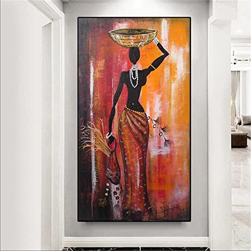 dsdsgog African Tribal Wandposter Leinwand Afrikanische Familie Kunstdrucke auf Leinwand Bild an der Wand für Wohnzimmer Wohnkultur Malerei 30x60cm Rahmenlos von dsdsgog