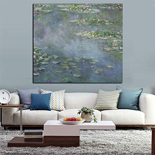 dsdsgog Lotus Claude Monet Seerosenteich Wand Kunstdruck Leinwand Malerei Malerei Impressionist Poster Bild für Hauptwanddekor 40x50 cm Rahmenlos von dsdsgog