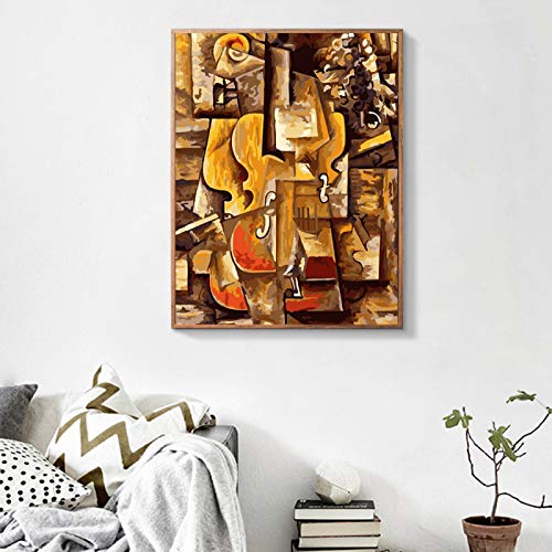 dsdsgog Violine und Trauben Von Pablo Picasso Wandbild Einzigartige Poster Und Drucke Wandkunst Leinwand Gemälde für Wohnzimmer Dekor 60x80cm Rahmenlos von dsdsgog