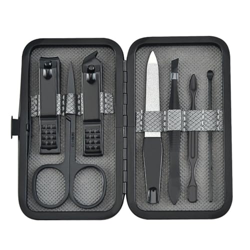 dsmsdre 7/8/9-Teiliges Nagelknipser-Set, Edelstahl-Schere, Pinzette, Ohrstöpsel, Hand-Fußpflege-Werkzeug-Set, 7-Teilig, Rot,7pcs Grey von dsmsdre