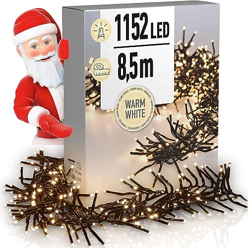 dszapaci LED Cluster Lichterkette Warmweiß 840cm Strombetrieben Büschellichterkette Weihnachtsbaum Innen oder Außen Girlande Lichterstrang 230V Weihnachtsbaumbeleuchtung Aussenlichterkette Micro von dszapaci