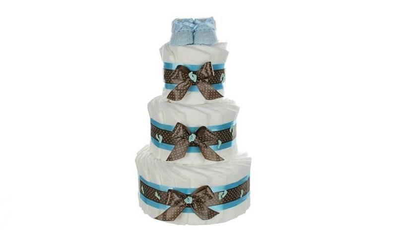 Große Windeltorte Für Baby Jungen Und Mädchen Babybooties | 3-stöckig Blau von dubistda