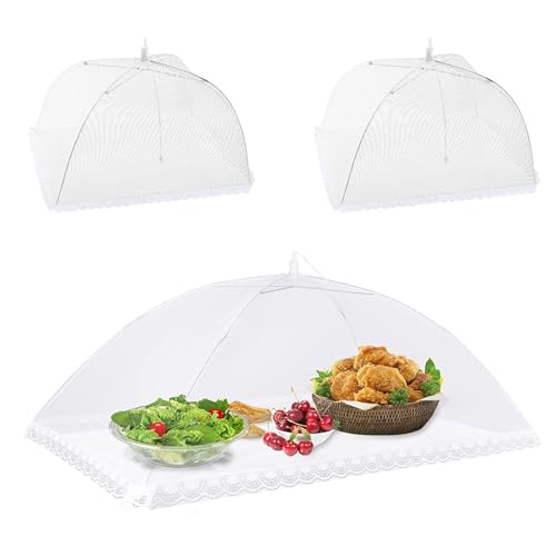 duisoad 3 Stück Fliegenhaube Faltbare Abdeckhaube Lebensmittel Fliegenhaube faltbar Abdeckung Zelt Obsthaube für Essen, Grillen, Partys, Buffets, Picknicks, 3-Food Cover von duisoad