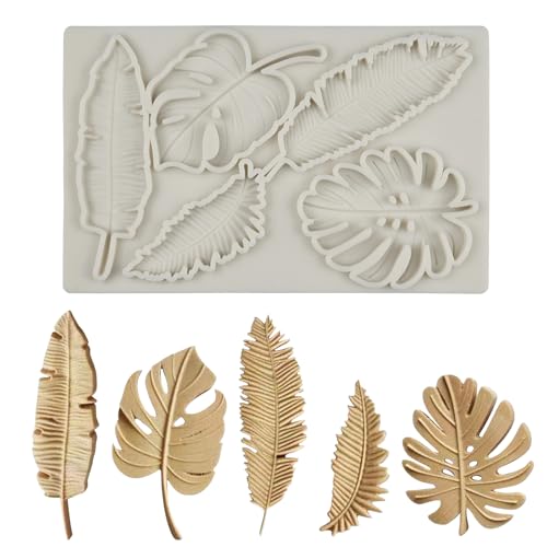 duisoad Silikonform Monstera Fondant, Silikonform Blätter Fondant Moulds für Herstellung von Kuchen, Pralinen und Fondantdekorationen von duisoad