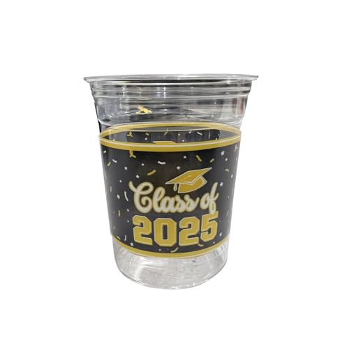 Klasse der Feier 2025 – 100 Stück 340 ml rote Kunststoffbecher (schwarz und gold) von dunfack