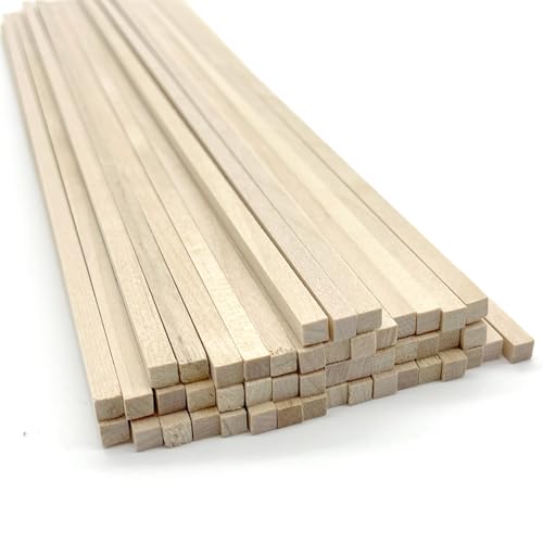 douyif Quadratische Holzstäbe 5x5mm Holzstäbe Zum Basteln Quadratisch Holzstäbchen Unbehandelter Holzstab Holzleisten Natürliche Holzstäbe für Heimwerker Schnitzen Basteln Diy Handwerk (30cm 50 Stück) von duoyif