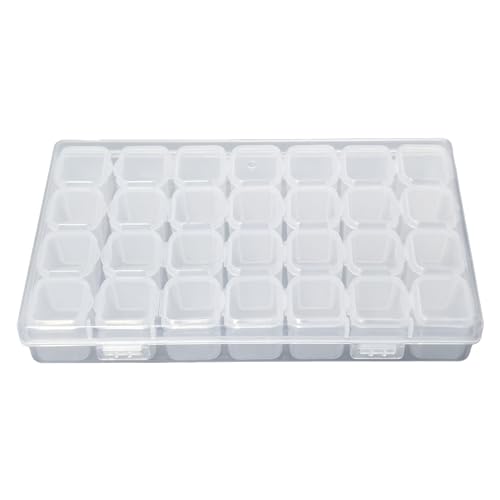 douyif Sortierbox Mini Aufbewahrungsbox, Perlen Aufbewahrungsbox Mit 28 Fächer Aufbewahrungsbox, Transparent Sortierbox, Kleiner Plastik Sortierbox Für Perlen Schmuck Kleinteile (Square) von duoyif