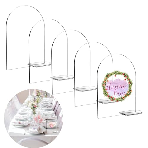 duoyif Bogen Acryl Tischnummer Mit Halter Transparentes Bogen-Acrylschild Mit Ständer Acrylschilder Bogen für Tischnummern Hochzeit Party Dinner Kommunion Büro Bar Diy Tischdekoration 5Pcs von duoyif