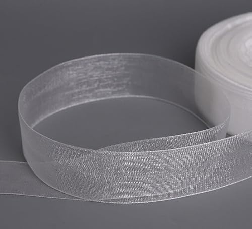 Bänder, Weihnachtsdekorationen, 50 Yards Band 38 mm Band Geschenkbox Verpackung Transparentes Band DIY Chiffonband Kuchenbacken(White) von dvegGEE