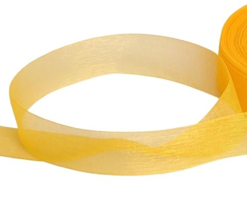 Bänder, Weihnachtsdekorationen, 50 Yards Band 38 mm Band Geschenkbox Verpackung Transparentes Band DIY Chiffonband Kuchenbacken(Yellow) von dvegGEE