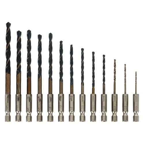 Bohrer-Set, Bohrer, 13 Stück Edelstahl Sechskantschaft Kobalt Spiralbohrer Hochgeschwindigkeitsstahl Bohrer Set zum Bohren von Holz Kunststoff Metall von dvegGEE