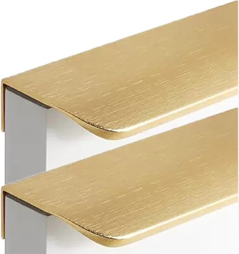 Kantengriffe for Schränke und Schubladen, verdeckte Griffe aus Aluminiumlegierung, Schrankgriff, unsichtbarer Türknauf, Küchengriffe, Fingerkantengriff, Schubladengriffe, Möbelknöpfe, gebürstetes Gold von dvegGEE