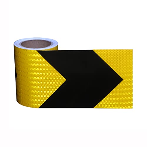 Reflektierendes Klebeband, reflektierendes Sicherheitsband, 10 m x 15 cm, wasserdichtes Pfeil-Gefahrenwarnband, selbstklebender hochintensiver reflektierender Aufkleber for PKW und LKW(Black Yellow) von dvegGEE