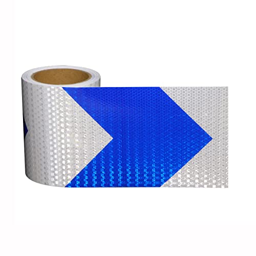 Reflektierendes Klebeband, reflektierendes Sicherheitsband, 10 m x 15 cm, wasserdichtes Pfeil-Gefahrenwarnband, selbstklebender hochintensiver reflektierender Aufkleber for PKW und LKW(Blue White) von dvegGEE