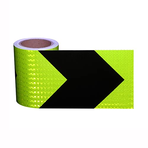 Reflektierendes Klebeband, reflektierendes Sicherheitsband, 10 m x 15 cm, wasserdichtes Pfeil-Gefahrenwarnband, selbstklebender hochintensiver reflektierender Aufkleber for PKW und LKW(Green Black) von dvegGEE