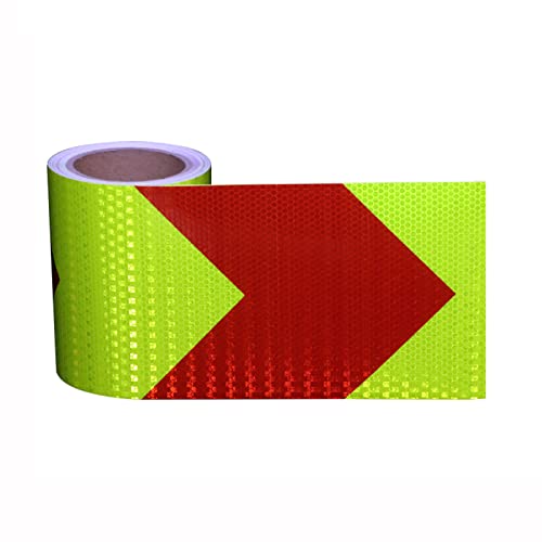 Reflektierendes Klebeband, reflektierendes Sicherheitsband, 10 m x 15 cm, wasserdichtes Pfeil-Gefahrenwarnband, selbstklebender hochintensiver reflektierender Aufkleber for PKW und LKW(Green Red) von dvegGEE