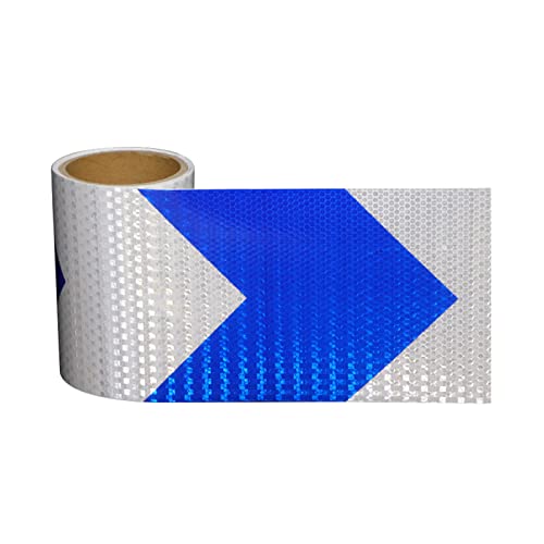 Reflektierendes Klebeband, reflektierendes Sicherheitsband, wasserdichtes Pfeil-Gefahrenwarnband 3 Meter x 15 cm, selbstklebender, hochintensiver reflektierender Aufkleber for PKW und LKW(Blue White) von dvegGEE