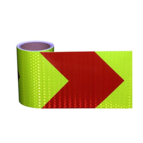 Reflektierendes Klebeband, reflektierendes Sicherheitsband, wasserdichtes Pfeil-Gefahrenwarnband 3 Meter x 15 cm, selbstklebender, hochintensiver reflektierender Aufkleber for PKW und LKW(Green Red) von dvegGEE