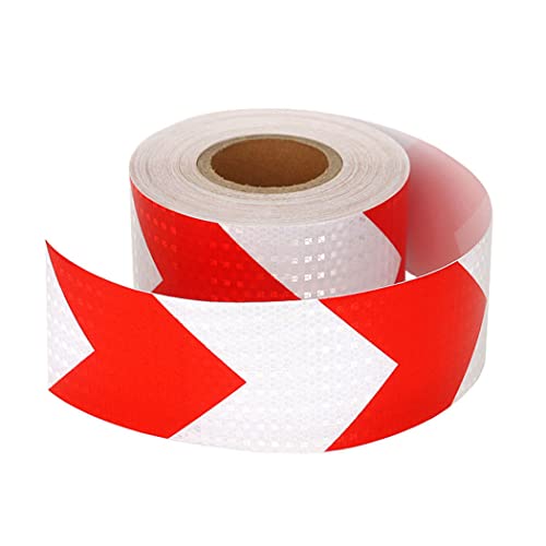 dvegGEE Reflektierendes Klebeband, 3 m x 10 cm, reflektierendes Warnband, Sicherheitsmarkierungsband, Selbstklebender Pfeil-Autoaufkleber, wasserdicht, ideal for LKW-Anhänger(Red+White) von dvegGEE