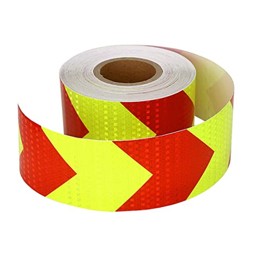 dvegGEE Reflektierendes Klebeband, 3 m x 10 cm, reflektierendes Warnband, Sicherheitsmarkierungsband, Selbstklebender Pfeil-Autoaufkleber, wasserdicht, ideal for LKW-Anhänger(Red+Yellow a) von dvegGEE