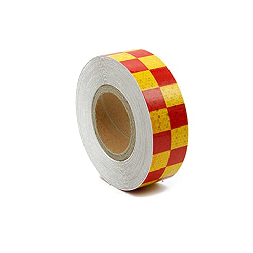 dvegGEE Reflektierendes Klebeband, reflektierendes Sicherheitswarnband, Selbstklebender Markierungs-Gefahrenaufkleber for die Dekoration von Fahrrädern und Motorrädern, 5 cm x 25 m(Yellow+red) von dvegGEE