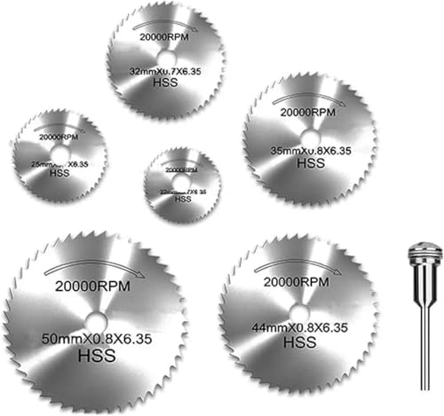 Kreissägeblatt, 7-teilig, Kreissägeblatt aus Stahl und Metall, Scheibenradblätter, Schaft, Mini-HSS-Sägeblätter mit Dornen, Bohrer, Lager, Rotationsholz von dvkGKLVq