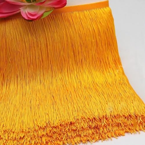 Nähen von Fransen, Fransenbesatz, 20 cm langes Polyester-Quastenfransen-Spitzenbesatzband, for Nähen von Lateinkleid, Bühne, Kleidungsstück, Vorhang, DIY-Zubehör(Gold Yellow) von dvkGKLVq