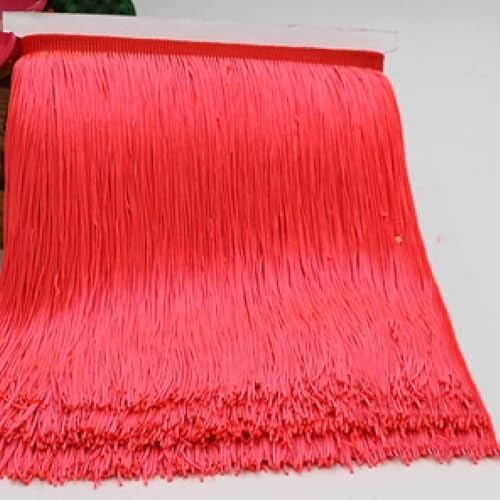 Nähen von Fransen, Fransenbesatz, 20 cm langes Polyester-Quastenfransen-Spitzenbesatzband, for Nähen von Lateinkleid, Bühne, Kleidungsstück, Vorhang, DIY-Zubehör(Watermelon red) von dvkGKLVq