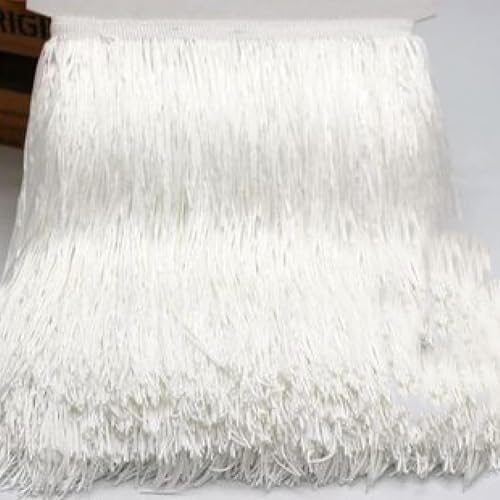 Nähen von Fransen, Fransenbesatz, 20 cm langes Polyester-Quastenfransen-Spitzenbesatzband, for Nähen von Lateinkleid, Bühne, Kleidungsstück, Vorhang, DIY-Zubehör(White) von dvkGKLVq