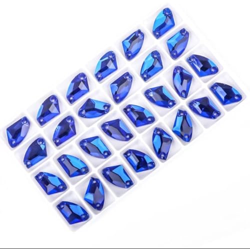 Strass, Flatback-Strasssteine, genähte Steine, Flatback-Strasssteine ​​zum Aufnähen, Kristalle, Bastel-Edelsteine, Glas-Strasssteine ​​für Kleidungsaccessoires(Blue,12x19mm 28Pcs) von dvkGKLVq