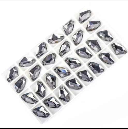 Strass, Flatback-Strasssteine, genähte Steine, Flatback-Strasssteine ​​zum Aufnähen, Kristalle, Bastel-Edelsteine, Glas-Strasssteine ​​für Kleidungsaccessoires(Silver,12x19mm 28Pcs) von dvkGKLVq