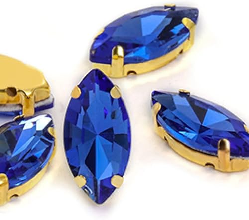 Strasssteine, flache Rückseite, Glas-Strasssteine ​​in Pferdeaugen-/Blattform mit Kralle for Aufnähen von Kristallsteinen, Strass-Diamanten for Kleidung, Nähzubehör(Blue,4X8mm 50pcs) von dvkGKLVq