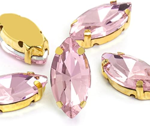 Strasssteine, flache Rückseite, Glas-Strasssteine ​​in Pferdeaugen-/Blattform mit Kralle for Aufnähen von Kristallsteinen, Strass-Diamanten for Kleidung, Nähzubehör(Pink,4X8mm 50pcs) von dvkGKLVq